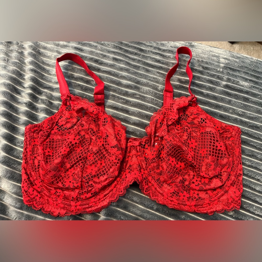 Adore Me Red Lace Bra